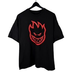 Mens Y2K Spitfire Wheels Skateboard Streetwear Logo Black Shirt Size XL